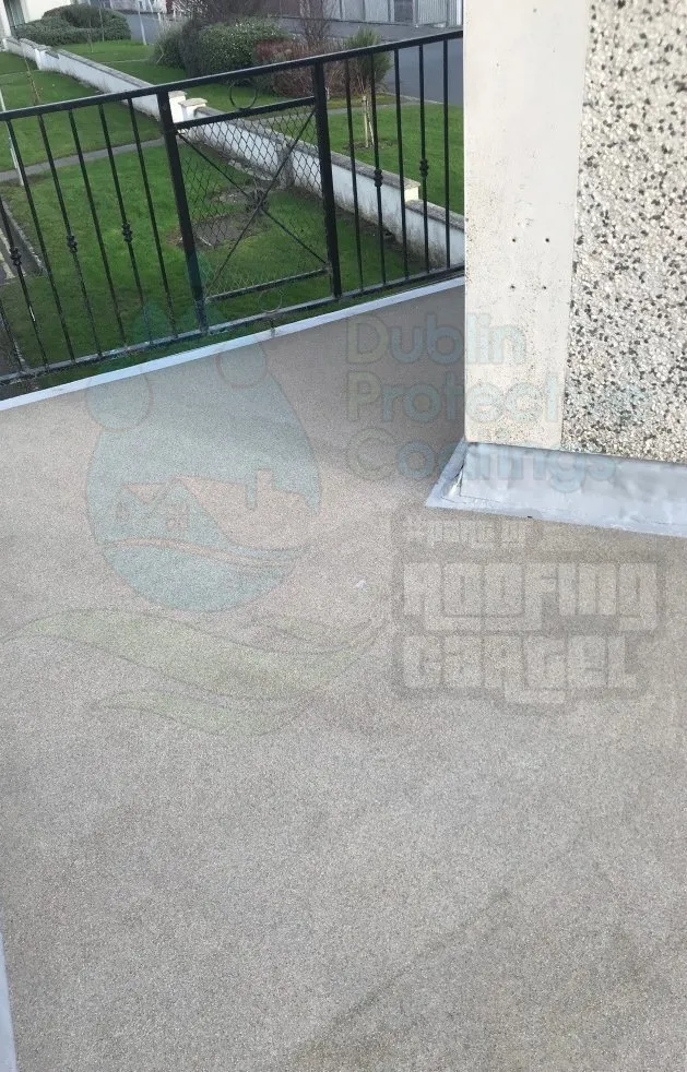 Balcony walkway finished with an anti-slip waterproof surface
